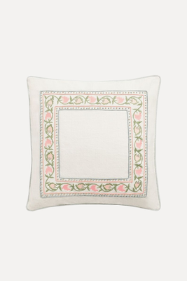 Suzani Floral Embroidered Border Feather Filled Cushion from Nina Campbell x Next