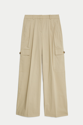 Cotton Rich Cargo High Waisted Trousers from M&S