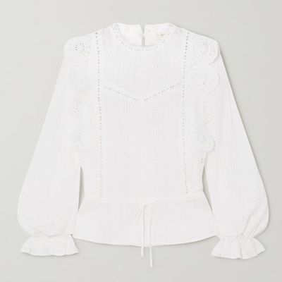 White Crocheted Blouse from Maje