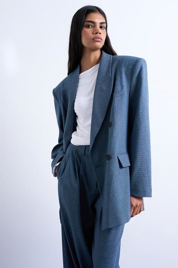 80s Double Breasted Oversized Suit Blazer 