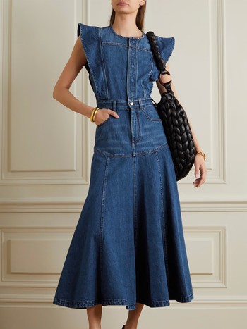 Ruffled Denim Midi Dress from Chloé