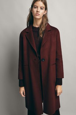 Solid-Coloured Wool Coat from Massimo Dutti
