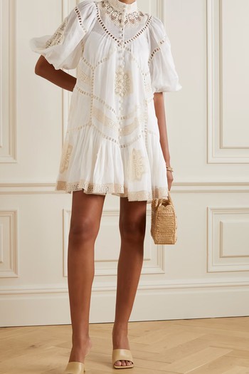 Jude Guipure Lace-Trimmed Ramie Mini Dress from Zimmerman