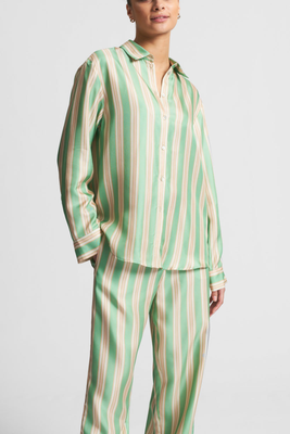 Stripe Printed Silk Twill Pyjama Top from Asceno