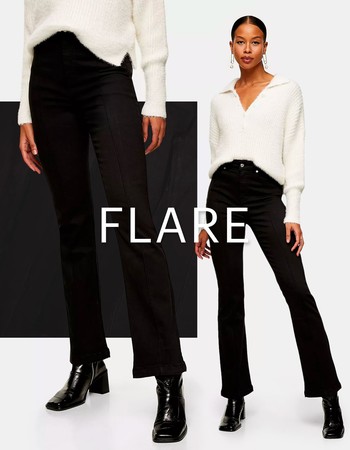 Black Seamed Flare Jeans