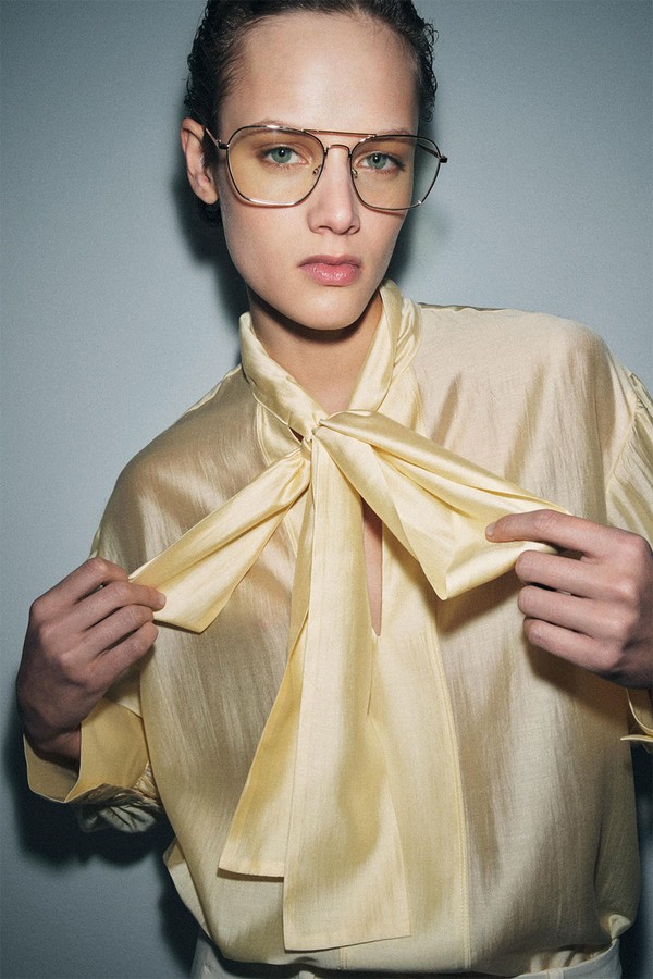 Satin Shirt With Ties from Zara