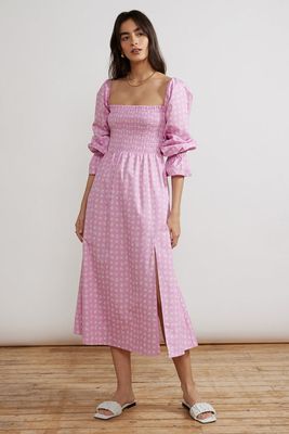 Jolene Pink Floral Shirred Cotton Dress from Kitri