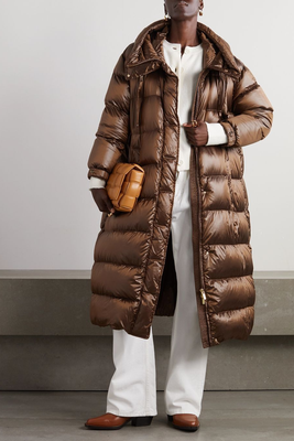 Hooded Belted Quilted Shell Coat from Max Mara