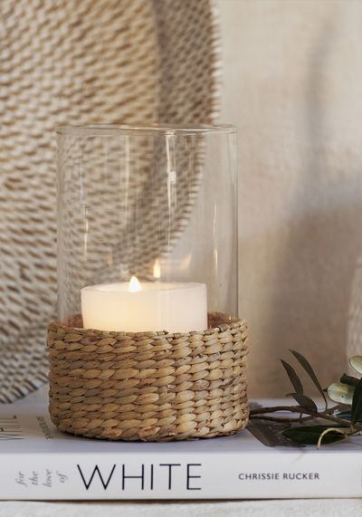 Water Hyacinth Hurricane Candle Holder