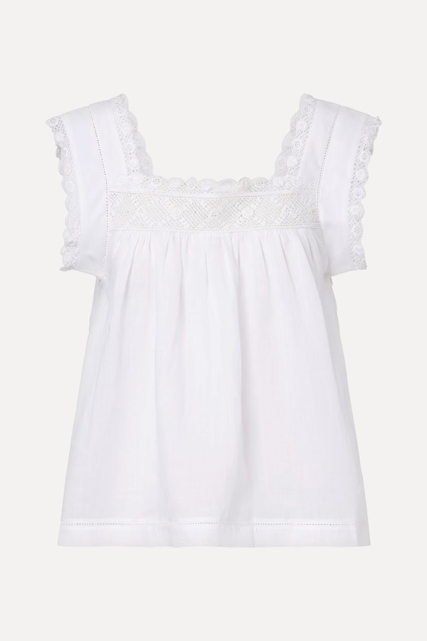 Aphra Lace-Trimmed Ramie Top from Dôen