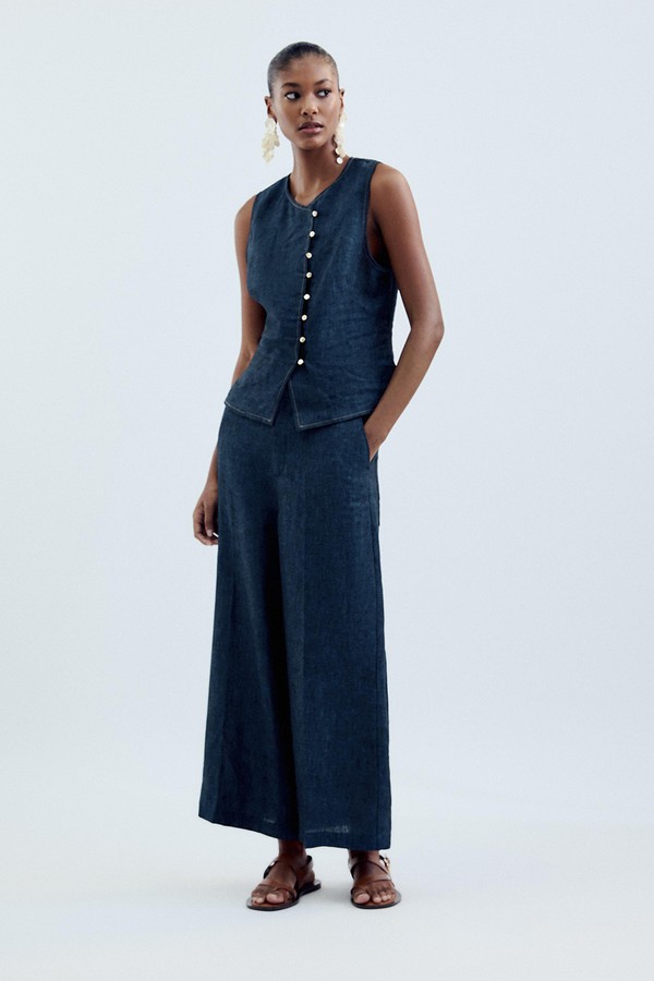 Double-Breasted Linen Waistcoat