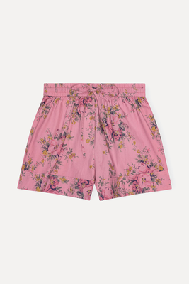 Orchid Smoke Printed Cotton Elasticated Shorts from Ganni 