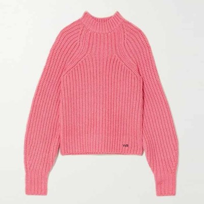 Embroidered Ribbed-Knit Sweater from Victoria Beckham