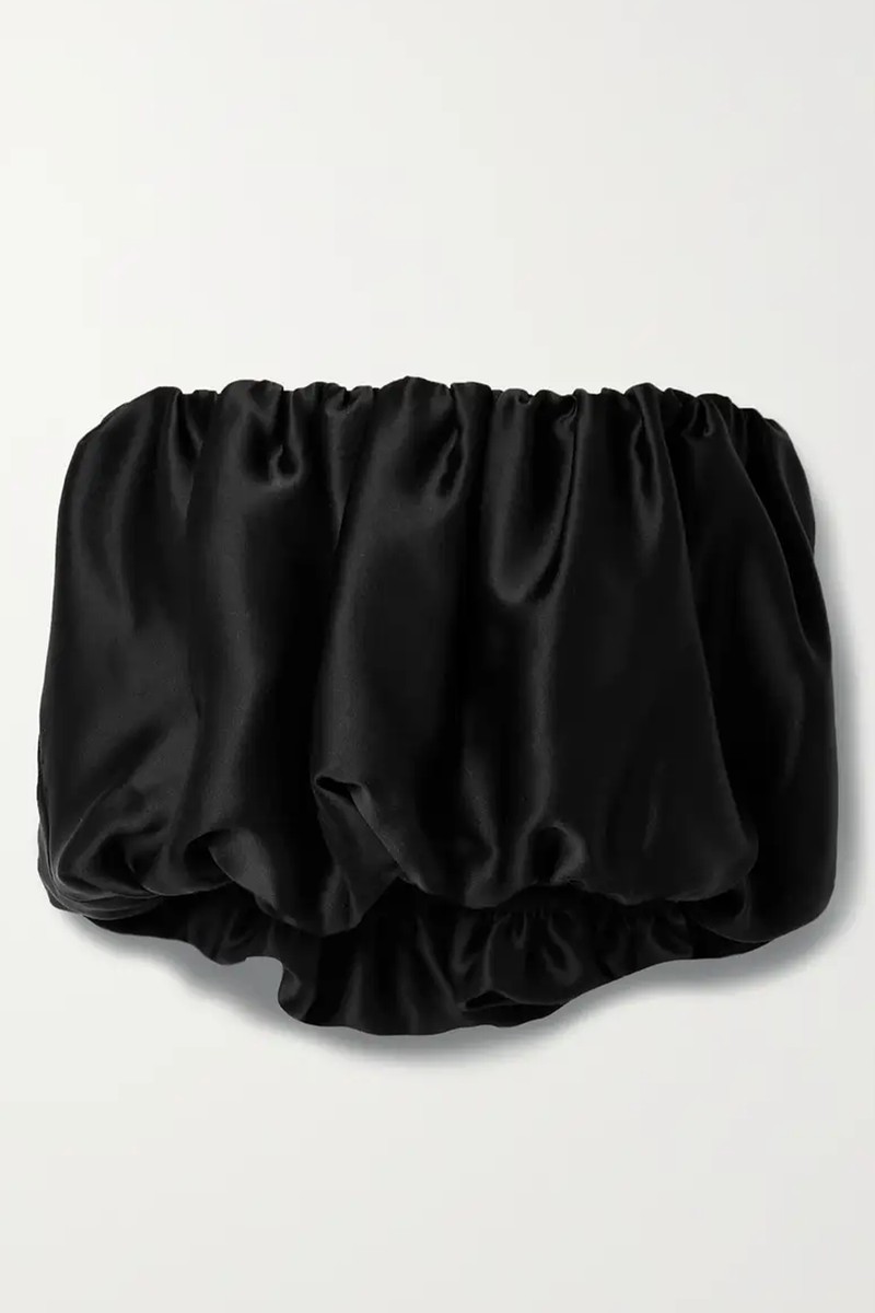 Michelle Strapless Cropped Gathered Silk-Charmeuse Top from Et Ochs