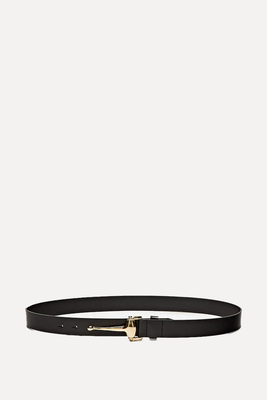 Leather Belt With Golden Piece from Massimo Dutti