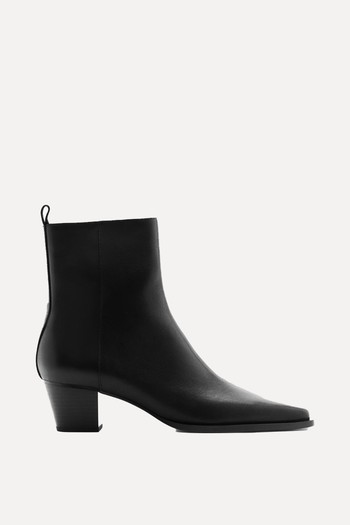 Leather Ankle Boots With Block Heel from Mango