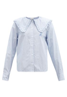 Peter-Pan Collar Striped Cotton Blouse  from Ganni