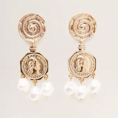 Coin Pendant Earrings from Mango