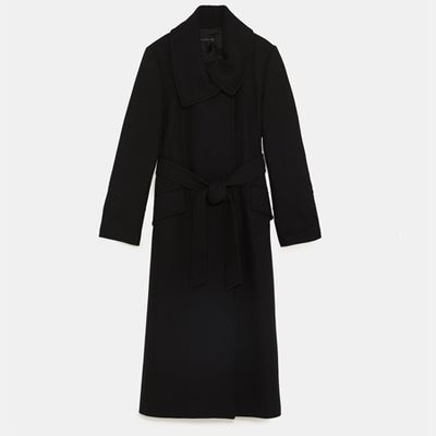 Coat with Wrap Collar from Zara