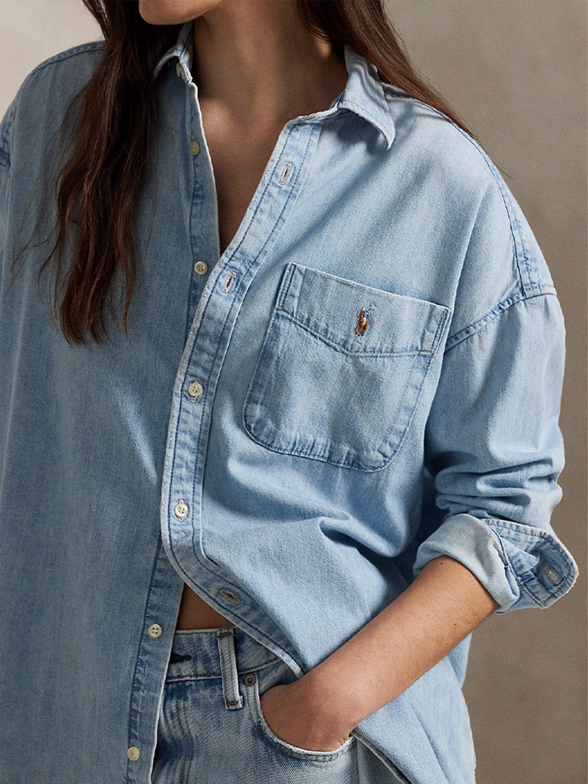 Oversize Cotton Denim Shirt