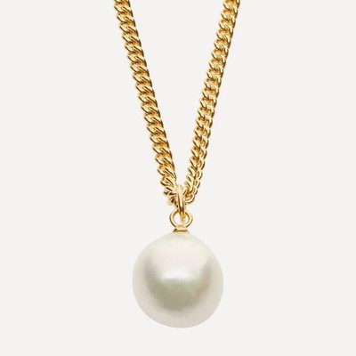 14ct Gold Plated Vermeil Silver Pearl Pendant Necklace from Otiumberg