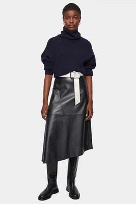 Leather Midi Asymmetric Skirt from Jigsaw
