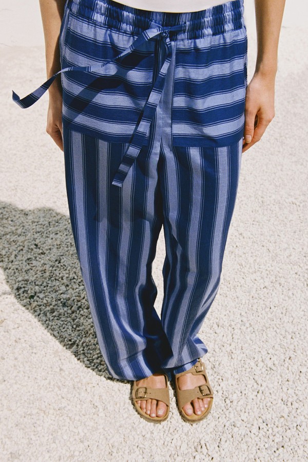 Woven Lyocell Trousers With Two-Tone Stripes from Mango