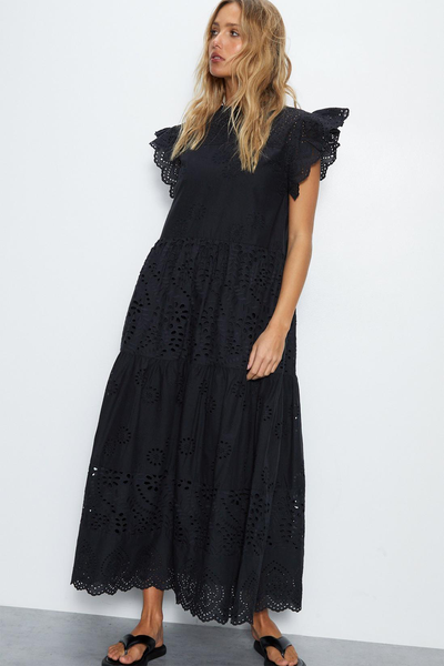 Broderie Mix Tiered Midi Dress  from Warehouse