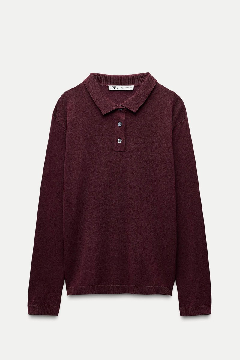Plain Knit Polo Top