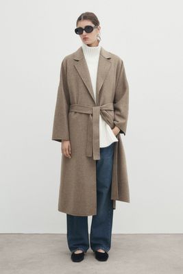 Wool Blend Robe Coat 