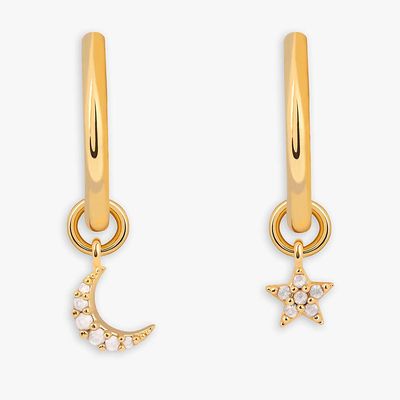 Cubic Zirconia Star And Moon Hoop Earrings from Astrid & Miyu