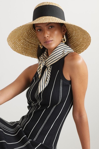 Mirabel Grosgrain-Trimmed Straw Sunhat from Eugenia Kim