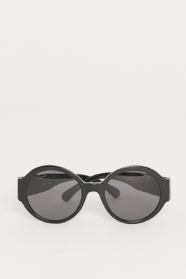 Black Acetate Round 5410 Preowned Sunglasses from Chanel