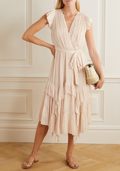 Abella Asymmetric Ruffled Crinkled-Satin Dress, £355 (was £710) | Ulla Johnson