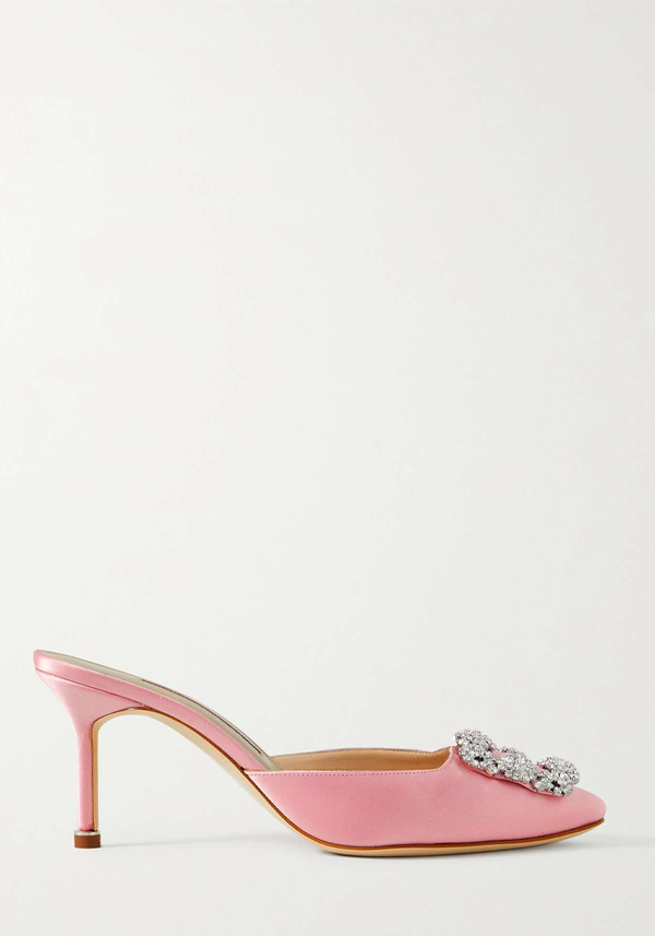 Hangisium 70 Embellished Satin Mules from Manolo Blahnik