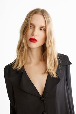 Black Shirt with Lapel Collar from Uterque
