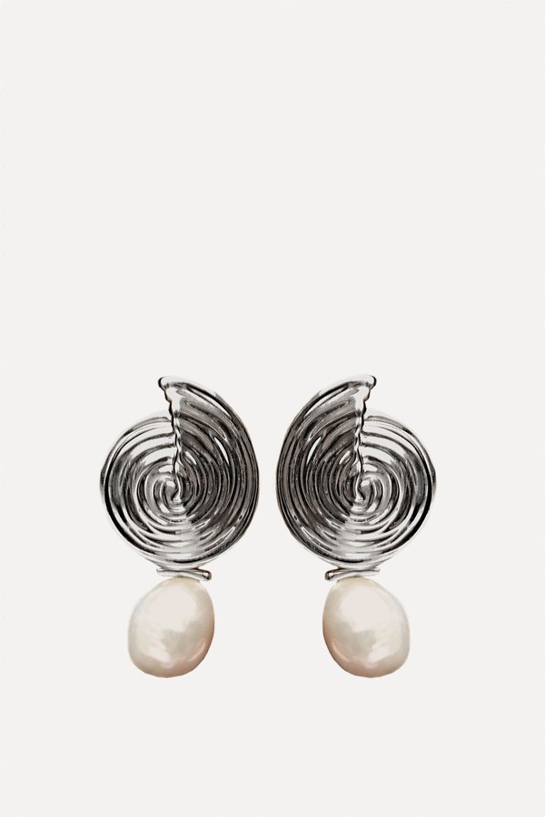 Spiral Interchangeable Pearl Drop Earrings