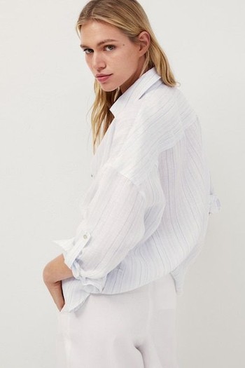 100& Linen Striped Shirt from Massimo Dutti