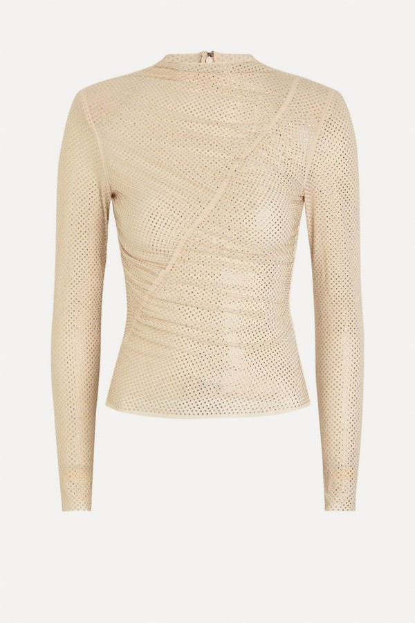 Crystal-Embellished Mesh Top from Self-Portrait