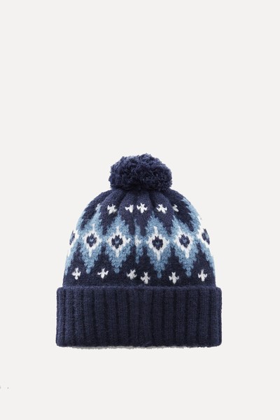 Pompom Bicolour Knit Beanie Caps from Mango