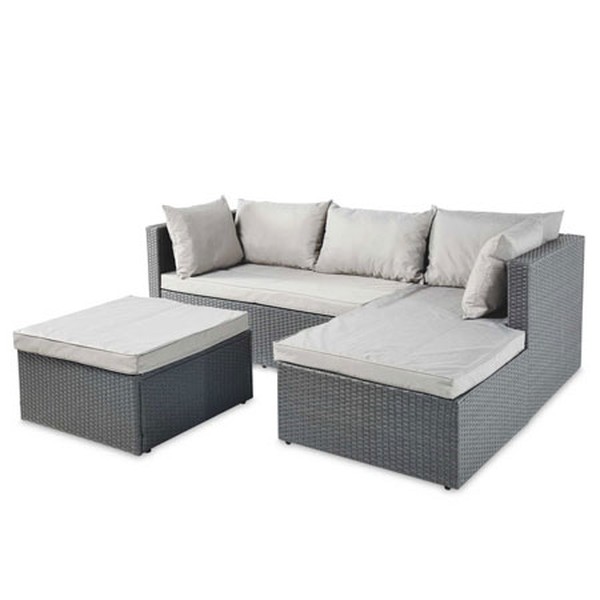 Athracite Rattan Effect Corner Sofa