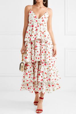 Tiered Floral-Print Crepe Dress from Dodo Bar Or