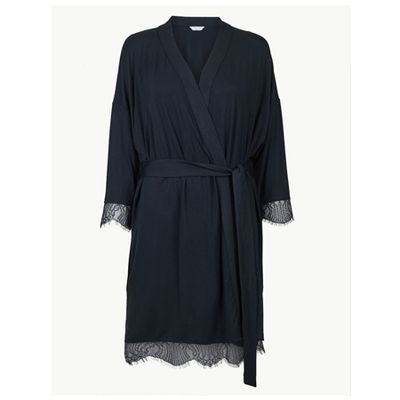 Lace Trim Sleeve Short Dressing Gown from M&S Collection