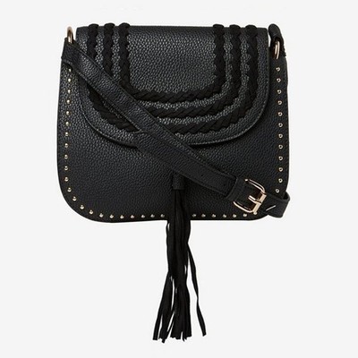 Black Plait Tassel Cross Body Bag