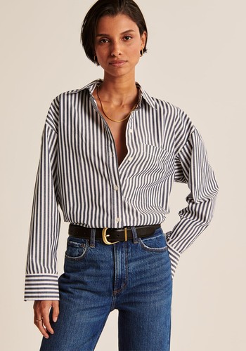 Oversized Poplin Button-Up Shirt