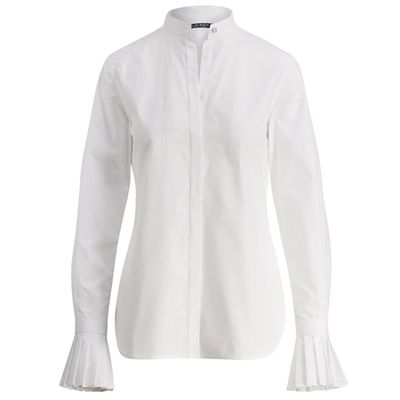 Poplin Flutter-Sleeve Shirt