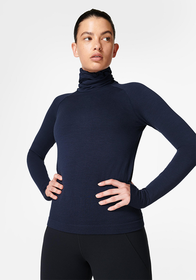 Merino Seamless Funnel Neck Long Sleeve Top