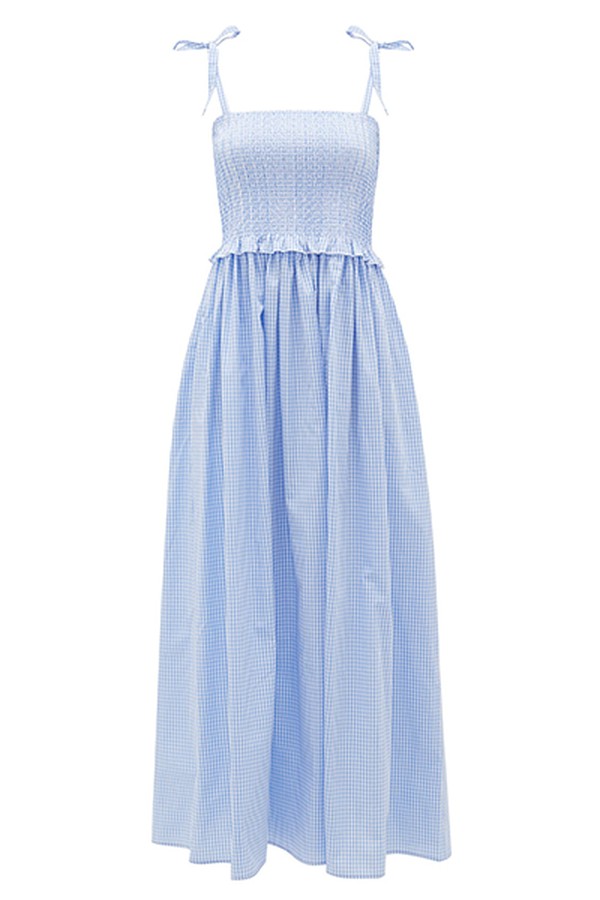Luisa Smocked Gingham Cotton Dress from Loretta Caponi