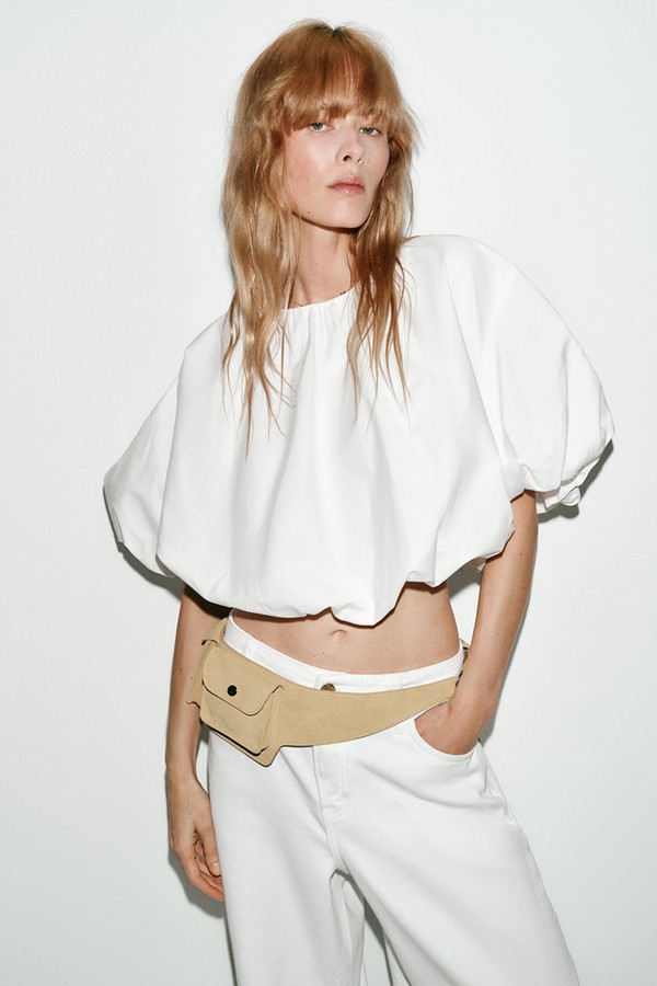 Poplin Balloon Sleeve Top