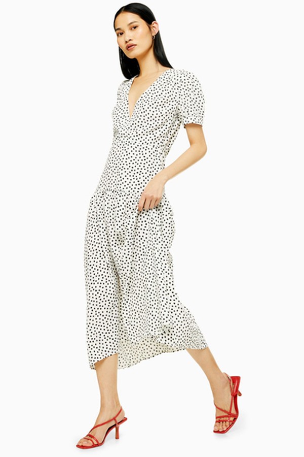 Black & White Starlight Spot Smock Dress from Topshop